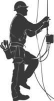 AI generated Silhouette electrician in action full body black color only vector