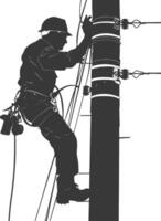 AI generated Silhouette electrician in action full body black color only vector