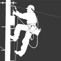 AI generated Silhouette electrician in action full body black color only vector