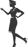 AI generated Silhouette flight attendant in action full body black color only vector