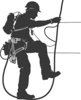 AI generated Silhouette electrician in action full body black color only vector