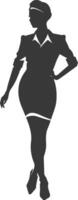 AI generated Silhouette flight attendant in action full body black color only vector