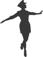 AI generated Silhouette flight attendant in action full body black color only vector