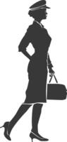 AI generated Silhouette flight attendant in action full body black color only vector