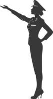 AI generated Silhouette flight attendant in action full body black color only vector