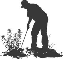 AI generated Silhouette gardener in action full body black color only vector