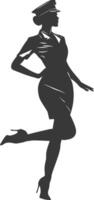 AI generated Silhouette flight attendant in action full body black color only vector