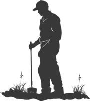 AI generated Silhouette gardener in action full body black color only vector