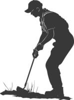 AI generated Silhouette gardener in action full body black color only vector