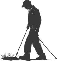 AI generated Silhouette gardener in action full body black color only vector