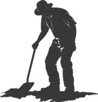 AI generated Silhouette gardener in action full body black color only vector