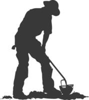 AI generated Silhouette gardener in action full body black color only vector