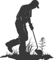 AI generated Silhouette gardener in action full body black color only vector