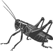 AI generated Silhouette grasshopper Insect animal black color only vector