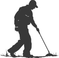 AI generated Silhouette gardener in action full body black color only vector