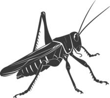 AI generated Silhouette grasshopper Insect animal black color only vector