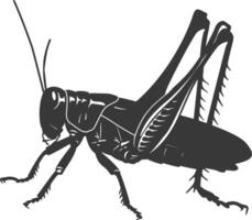 AI generated Silhouette grasshopper Insect animal black color only vector