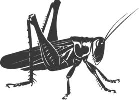 AI generated Silhouette grasshopper Insect animal black color only vector