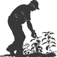 AI generated Silhouette gardener in action full body black color only vector