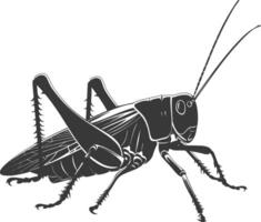 AI generated Silhouette grasshopper Insect animal black color only vector