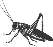 AI generated Silhouette grasshopper Insect animal black color only vector