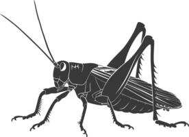 AI generated Silhouette grasshopper Insect animal black color only vector