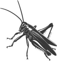 AI generated Silhouette grasshopper Insect animal black color only vector