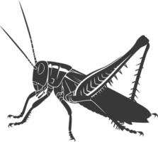 AI generated Silhouette grasshopper Insect animal black color only vector