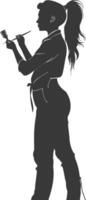 AI generated Silhouette hairdresser in action full body black color only vector