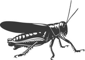 AI generated Silhouette grasshopper Insect animal black color only vector