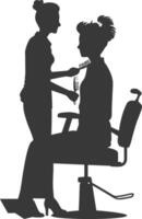 AI generated Silhouette hairdresser in action full body black color only vector