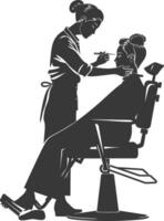 AI generated Silhouette hairdresser in action full body black color only vector
