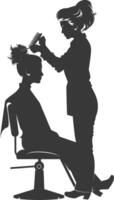 AI generated Silhouette hairdresser in action full body black color only vector