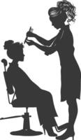 AI generated Silhouette hairdresser in action full body black color only vector