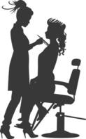 AI generated Silhouette hairdresser in action full body black color only vector