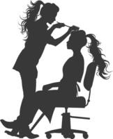 AI generated Silhouette hairdresser in action full body black color only vector