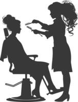 AI generated Silhouette hairdresser in action full body black color only vector