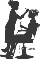 AI generated Silhouette hairdresser in action full body black color only vector