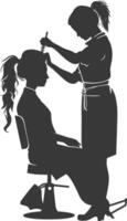 AI generated Silhouette hairdresser in action full body black color only vector