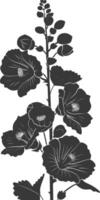 AI generated Silhouette hollyhocks flower black color only vector