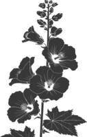 AI generated Silhouette hollyhocks flower black color only vector