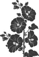 AI generated Silhouette hollyhocks flower black color only vector