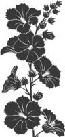 AI generated Silhouette hollyhocks flower black color only vector