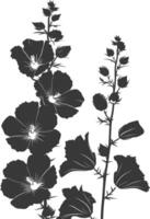 AI generated Silhouette hollyhocks flower black color only vector