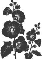 AI generated Silhouette hollyhocks flower black color only vector