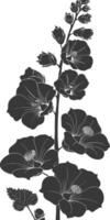 AI generated Silhouette hollyhocks flower black color only vector