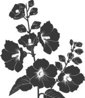 AI generated Silhouette hollyhocks flower black color only vector