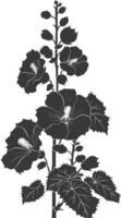 AI generated Silhouette hollyhocks flower black color only vector