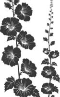 AI generated Silhouette hollyhocks flower black color only vector