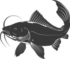 Silhouette Suckermouth catfish Fish animal black color only vector